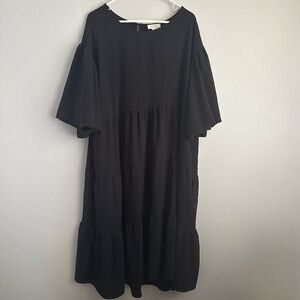 1X Oddi Black Tiered Puff Sleeve midi dress women’s 1xl boutique